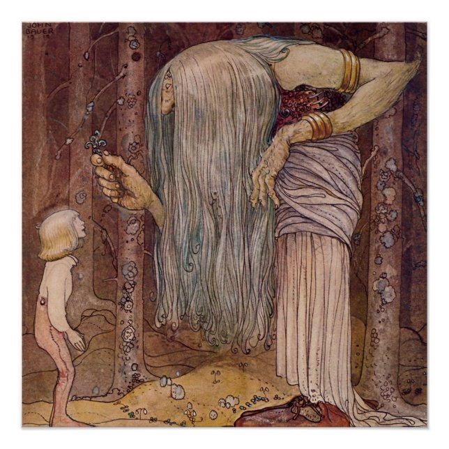 Poster Aquarelle "Troll Herb" de John Bauer (Devant)