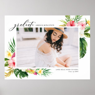 Poster Aquarelle Tropical Floral Frame