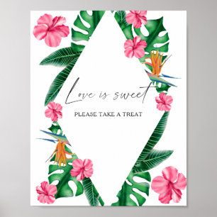 Poster Aquarelle tropical - l'amour est doux, prenez une