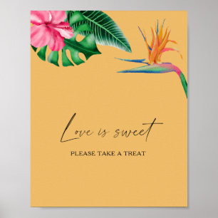 Poster Aquarelle tropical - l'amour est doux, prenez une