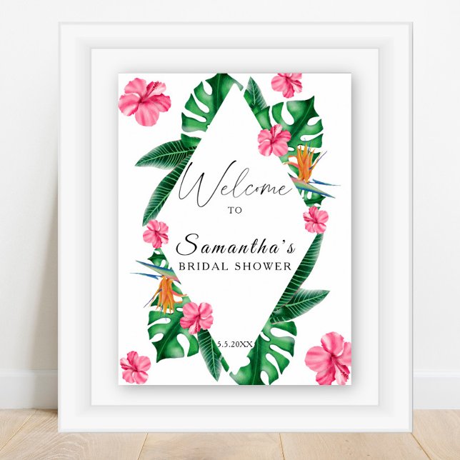 Poster Aquarelle Tropical - signe de bienvenue de la douc (Créateur téléchargé)