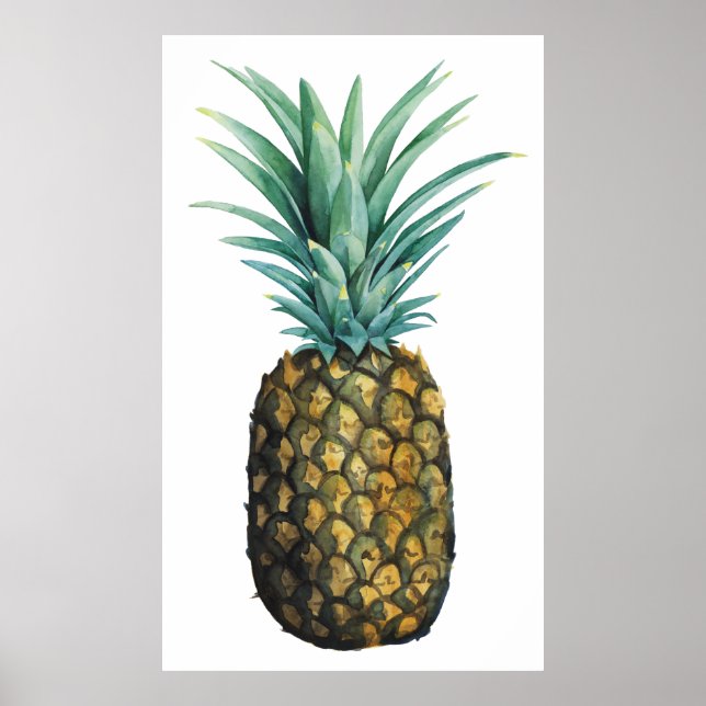 Poster Aquarelle tropicale à ananas (Devant)