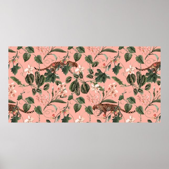 Poster Aquarelle tropicale exotique motif avec orchidée,  (Devant)