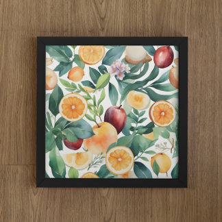 Poster Aquarelle tropicale Harmonie des fruits et Feuille