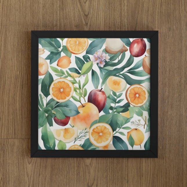 Poster Aquarelle tropicale Harmonie des fruits et Feuille (Créateur téléchargé)