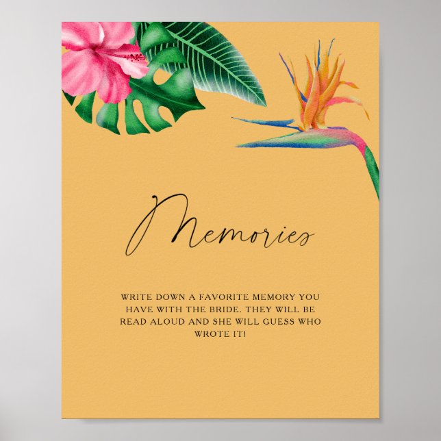 Poster Aquarelle tropicale - souvenirs avec la mariée (Devant)