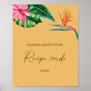 Poster Aquarelle tropicale - Votre carte de recette ici