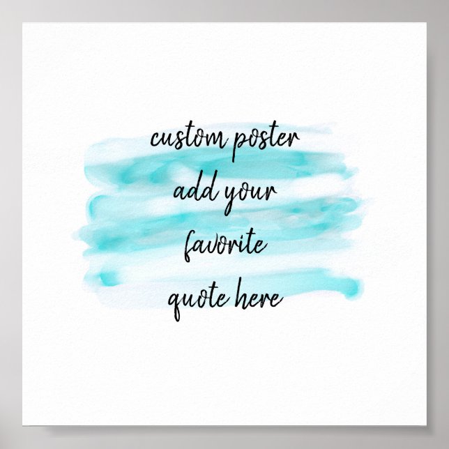 Poster aquarelle turquoise moderne ajouter un devis (Devant)