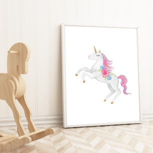 Poster Aquarelle Unicorn Girls Chambre Enfants Décors mur