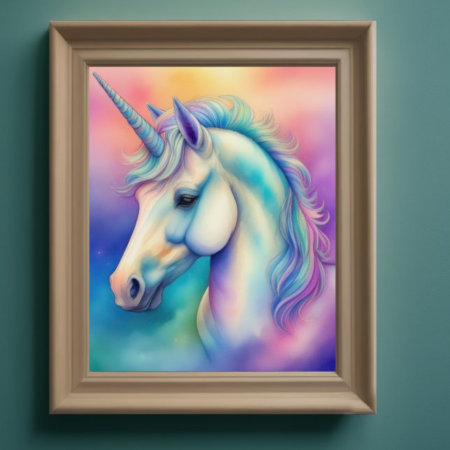 Poster Aquarelle Unicorne dans Soft Pastels VIII (Créateur téléchargé)