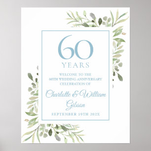 Poster Aquarelle Verdure 60e anniversaire Bienvenue
