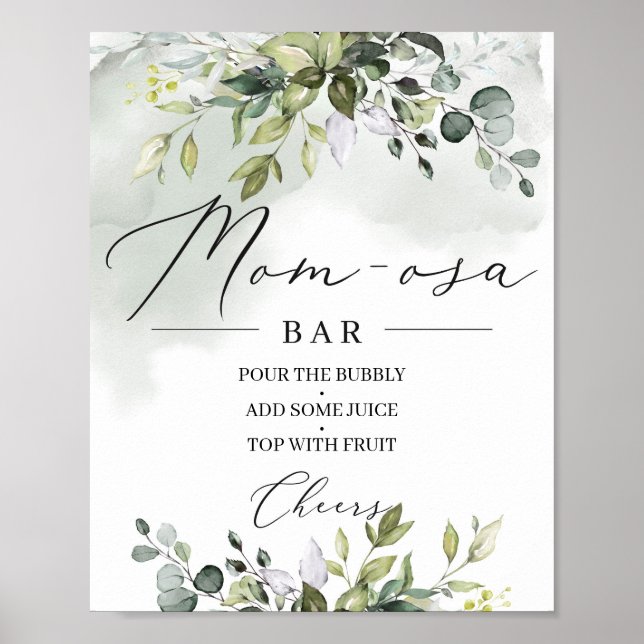 Poster Aquarelle verdure feuillage boho maman-osa bar (Devant)