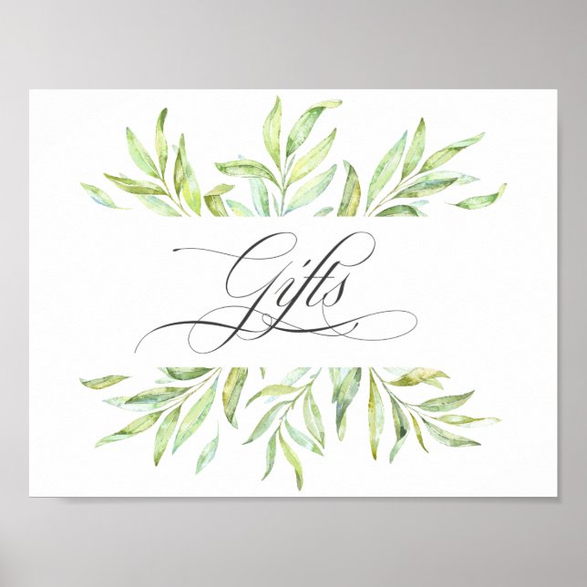 Poster Aquarelle Verdure Mariage Cadeaux Signal (Devant)
