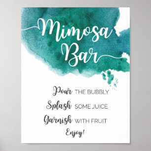 Poster Aquarelle vert foncé Panneau de la barre Mimosa