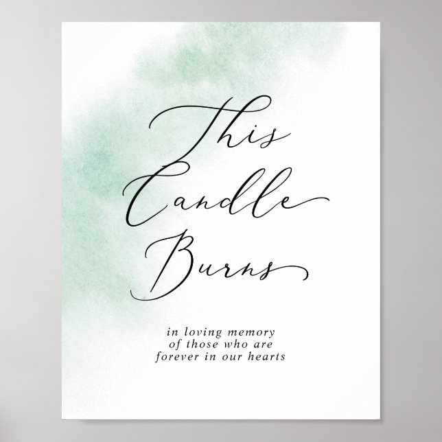 Poster Aquarelle verte Cette bougie brûle le panneau comm (Devant)