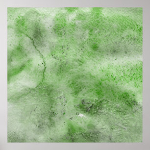 Poster Aquarelle verte et textures papier encre sur blanc