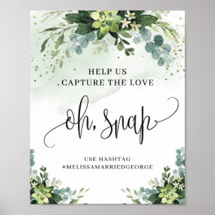 Poster Aquarelle verte succulent floral oh signe instanta
