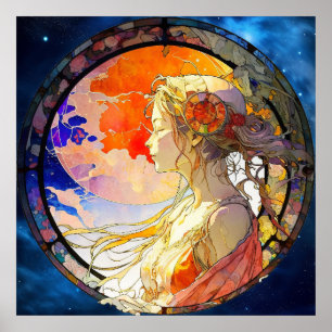 Poster Aquarelle vibrante de l'affiche de fille