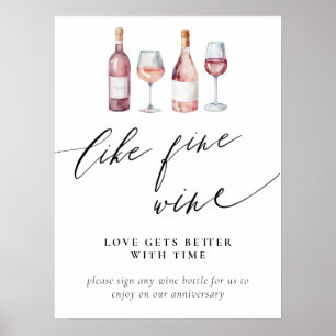 Poster Aquarelle Vin Fête des mariées Comme Vin Fin
