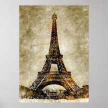 Aquarelle vintage Art de la Tour Eiffel