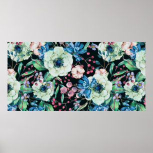 Poster Aquarelle vintage décorative couche naturelle tran