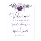 Aquarelle violet et argent Mariage Floral Bienvenu