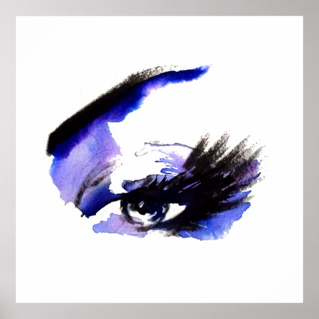 Poster Aquarelle violette éclats maquillage marque (Devant)