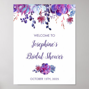 Poster Aquarelle violette Succulents Fête des mariées de
