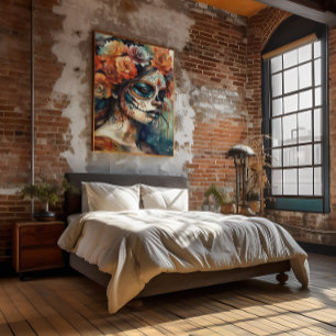 Poster Aquarelle vive Dia de los Muertos Catrina