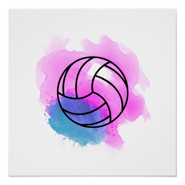 Poster Aquarelle volleyball (Devant)