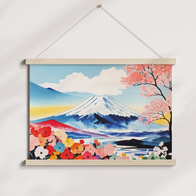 Poster Aquarelle Whimsical Springtime Mountain (Créateur téléchargé)