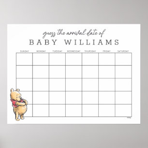 Poster Aquarelle Winnie l'Ourson   Devinez la date d'éché