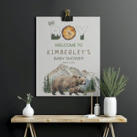 Aquarelle Woodland Oh Boy Bear Baby shower