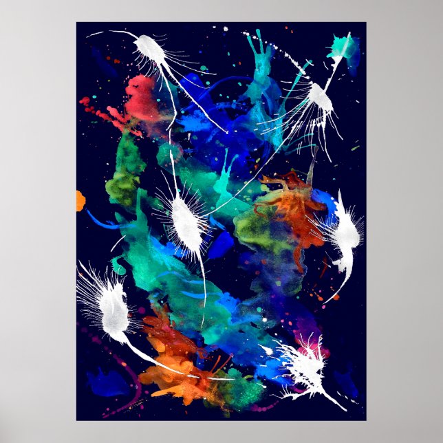 Poster Aquarelles de nébuleuse galaxie (Devant)