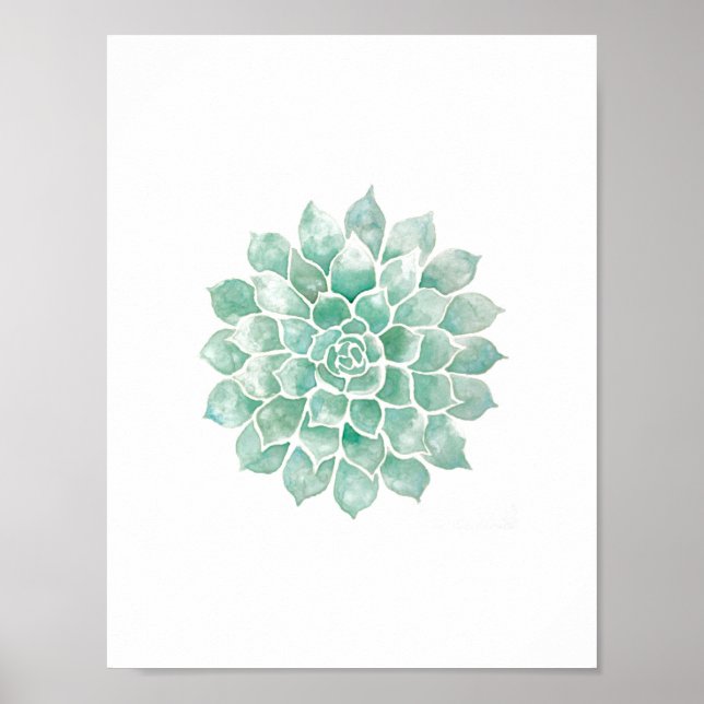 Poster Aquarelles vivantes : bleu-vert (Devant)