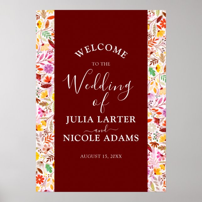 Poster Aquarelles vives Fleurs de tulipe d'été Mariage (Devant)