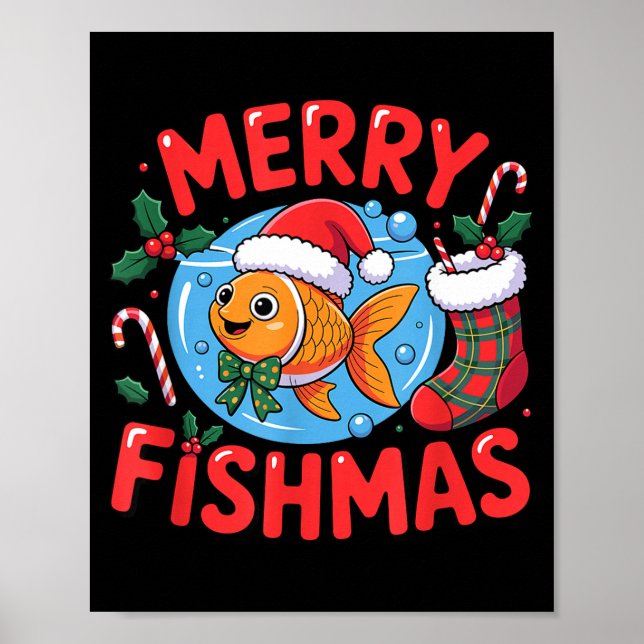 Poster Aquarium Lover Trocal Fiank Christmas Merry Fishma (Devant)