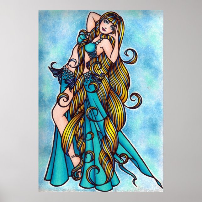 Poster Aquarius Belly Dancer Art original (Devant)