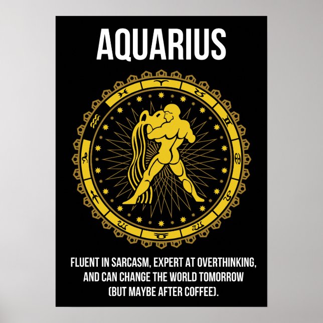 Poster Aquarius - Horoscope, Funny Zodiac Sign Humour (Devant)