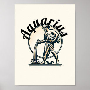 Poster Aquarius le porteur d'eau Zodiac Vintage