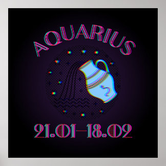 Poster Aquarius, signe zodiaque, horoscope