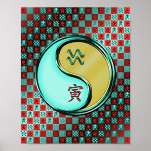 Poster Aquarius & Tigre métallique