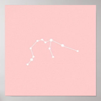 Poster Aquarius Zodiac Constellation rose moderne