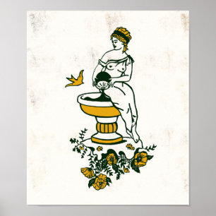 Poster Aquarius Zodiac Toile Art avec une femme portant d
