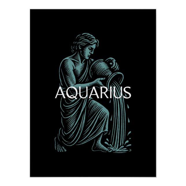Poster Aquarius Zodiac – Vintage Water Bearer (Devant)