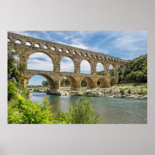 Poster Aqueduc romain au-dessus d'une rivière, France