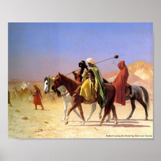Poster Arabes traversant le désert par Jean-Leon Gerome (Devant)