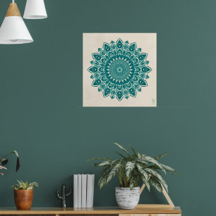 Poster Arabesque Mandala Art - Turquoise & Turquoise géom
