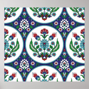 Poster arabique turque, fleurs de tulipe, motif sans cout