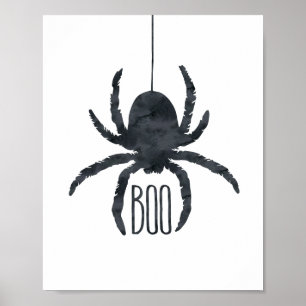 Poster Araignée Éffrayante Halloween Boo noir et blanc